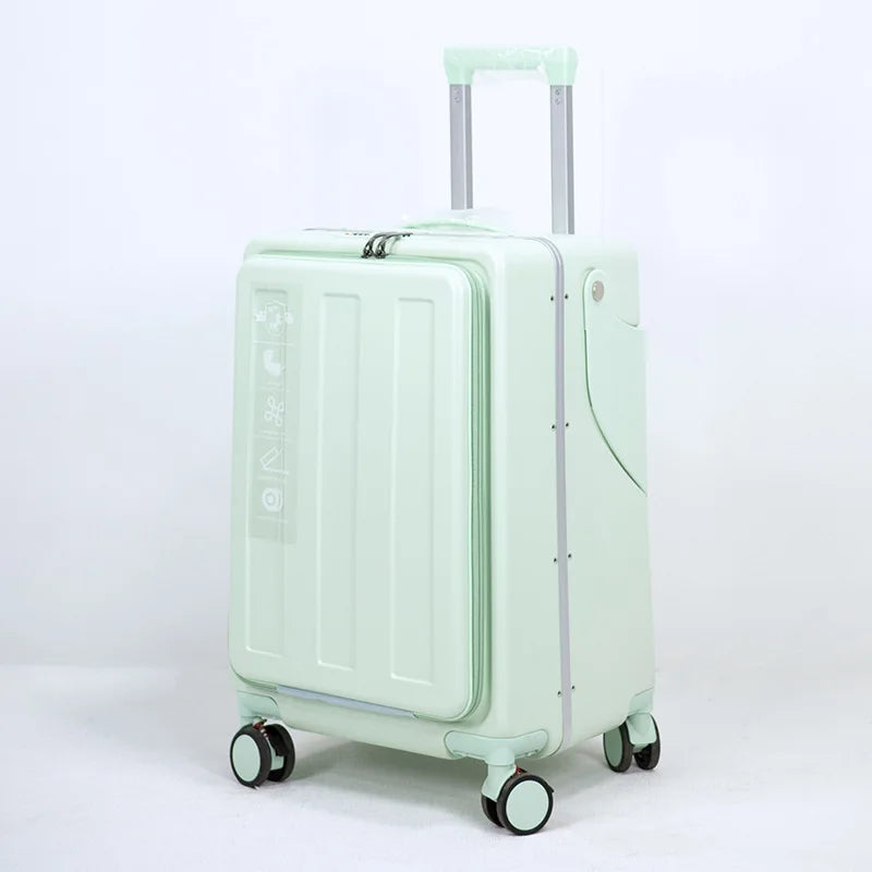Neuer Kinderkoffer mit Sitz – Aluminiumrahmen, Frontöffnung, Rollkoffer, Aufsitzkoffer für Kinder, 22'' Handgepäck