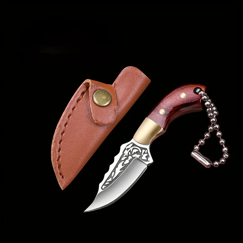 ZAHARA - Mini Messer für Schlüsselanhänger mit Holzgriff und arabischem Design