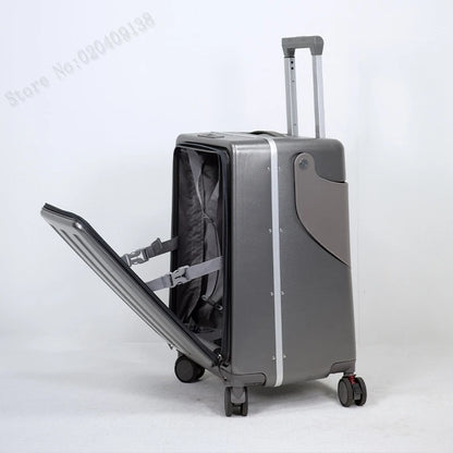 Neuer Kinderkoffer mit Sitz – Aluminiumrahmen, Frontöffnung, Rollkoffer, Aufsitzkoffer für Kinder, 22'' Handgepäck