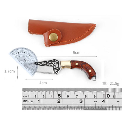 ZAHARA - Mini Messer für Schlüsselanhänger mit Holzgriff und arabischem Design