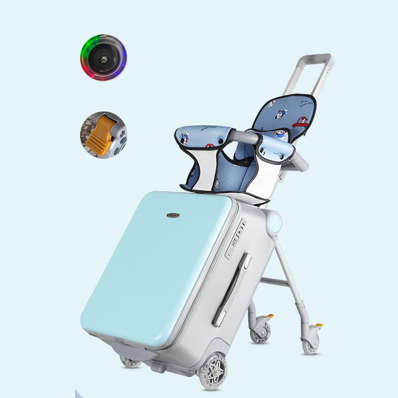 Kinderkoffer mit Sitzfunktion – 20″ Hartschalen-Trolley mit 360°-Spinner-Rollen