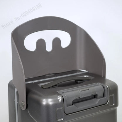 Neuer Kinderkoffer mit Sitz – Aluminiumrahmen, Frontöffnung, Rollkoffer, Aufsitzkoffer für Kinder, 22'' Handgepäck
