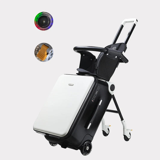 Kinderkoffer mit Sitzfunktion – 20″ Hartschalen-Trolley mit 360°-Spinner-Rollen