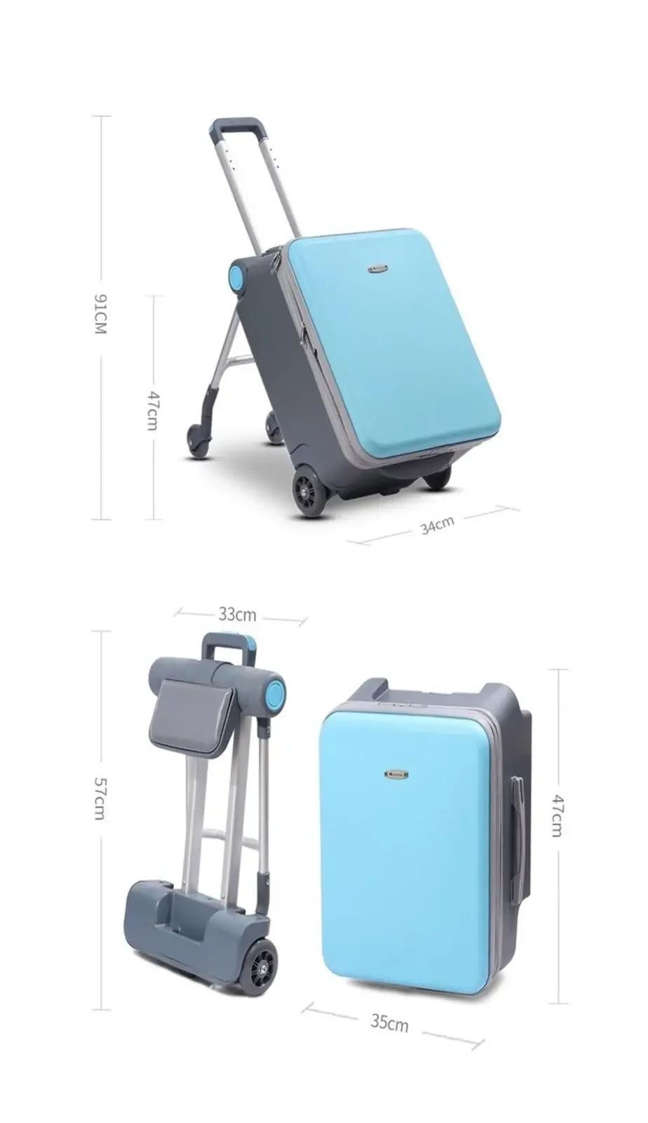 Kinderkoffer mit Sitzfunktion – 20″ Hartschalen-Trolley mit 360°-Spinner-Rollen
