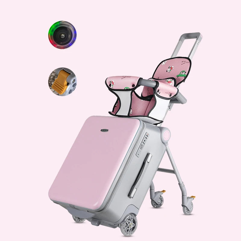 Kinderkoffer mit Sitzfunktion – 20″ Hartschalen-Trolley mit 360°-Spinner-Rollen