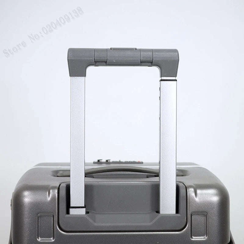 Neuer Kinderkoffer mit Sitz – Aluminiumrahmen, Frontöffnung, Rollkoffer, Aufsitzkoffer für Kinder, 22'' Handgepäck