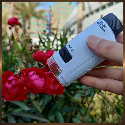 Mini Mikroskop für junge Natur-Entdecker, 60 -120facher Zoom mit LED Licht | für Kinder und Jugendliche