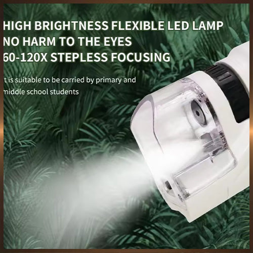 Mini Mikroskop für junge Natur-Entdecker, 60 -120facher Zoom mit LED Licht | für Kinder und Jugendliche