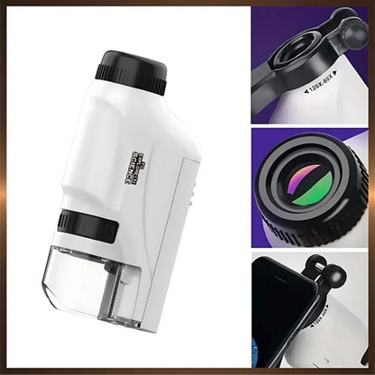 Mini Mikroskop für junge Natur-Entdecker, 60 -120facher Zoom mit LED Licht | für Kinder und Jugendliche